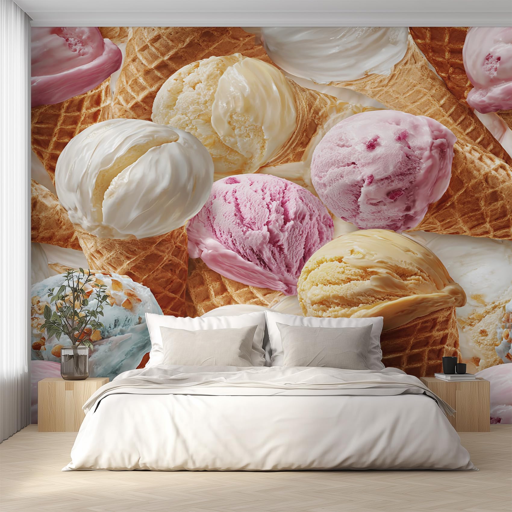 Poster mural panoramique cornet de glace 366 x 254 cm pour salon et chambre