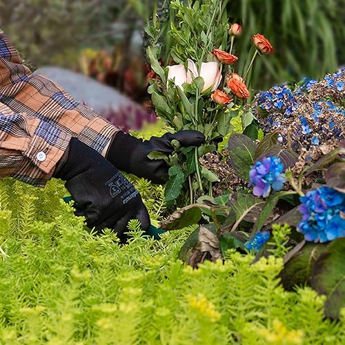 Miniatura 5 de ANDANDA Guantes de trabajo de seguridad, guantes de jardinería de punto sin costuras con revestimiento de poliuretano, guantes de trabajo ideales