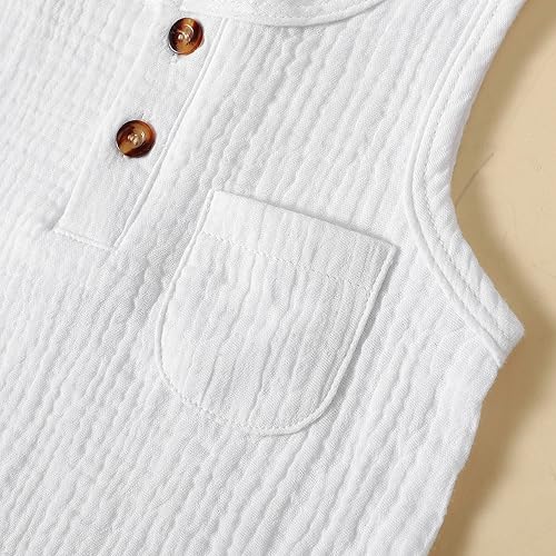 Miniatura 5 de Conjunto de ropa para niños pequeños y niñas, unisex, pantalones cortos para bebé, camiseta de 2 piezas de algodón y lino de verano, 2 piezas