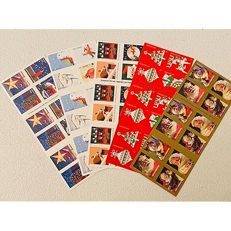 MiAmor Essentials Christmas Holiday Stamps 200 Pack Forever Postage Stamps