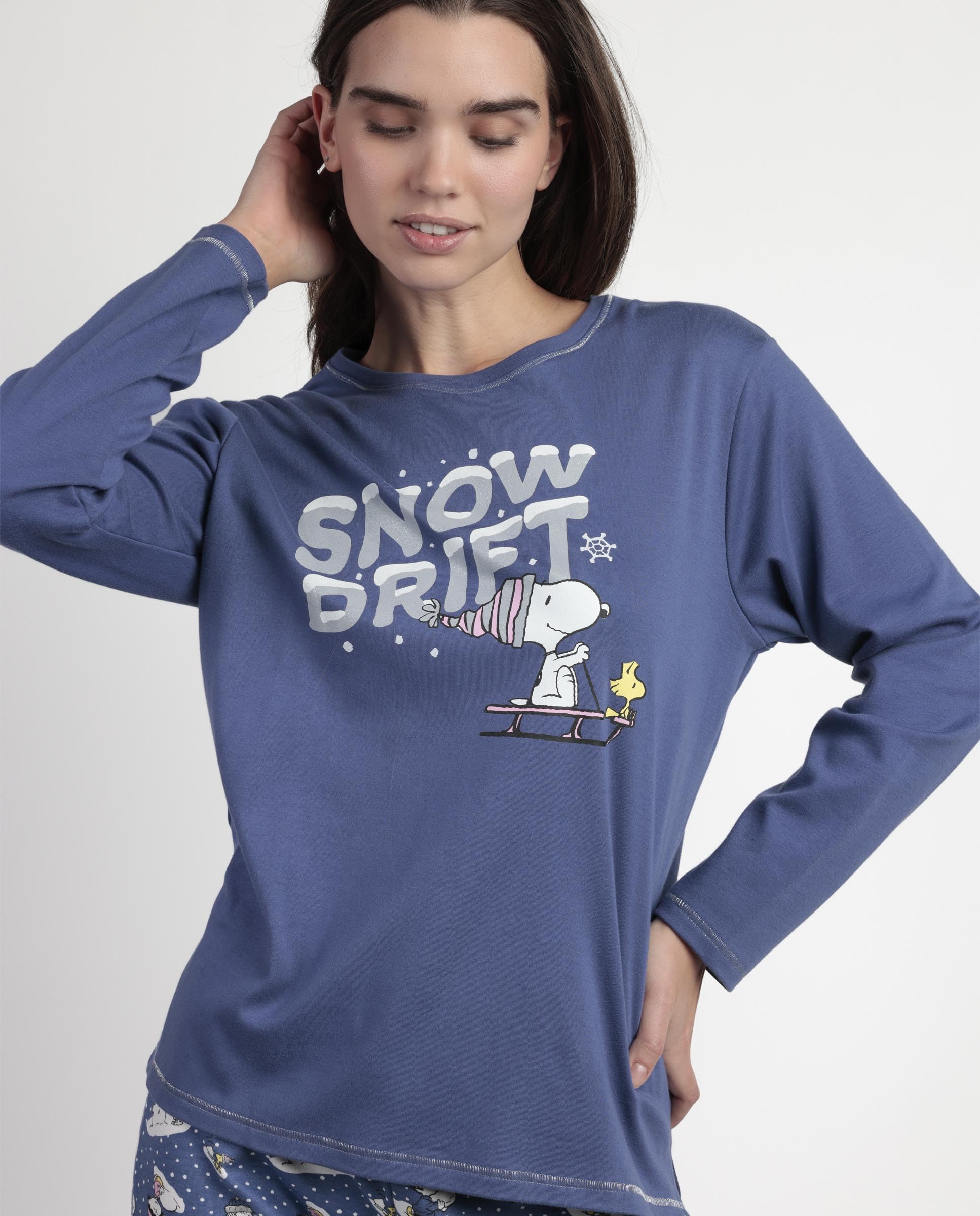 PEANUTS Pijama Manga Larga Snow Drift para Mujer