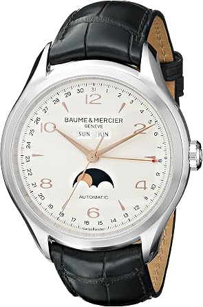 Baume & Mercier Mens BMMOA10055 Clifton Stainless Steel Watch with Black Band