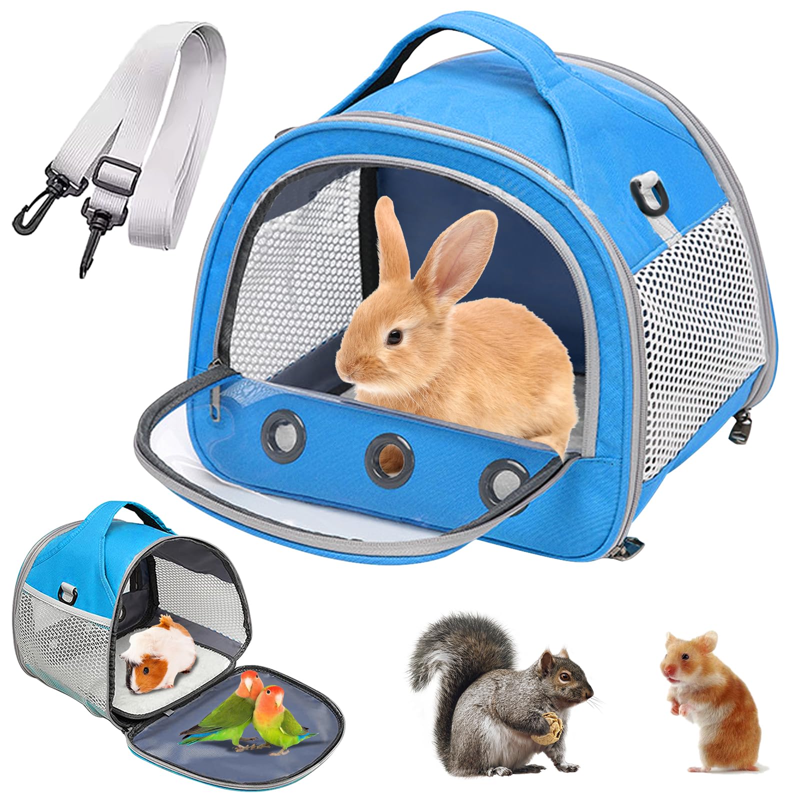 Sac De Transport pour Petits Animaux, 30 * 27 * 21 Cm Sac De Voyage pour Animal Domestique, Cage De Transport Portable pour Petit Oiseau, Sac De Transport pour Oiseaux pour Oiseaux, Rats Bleu