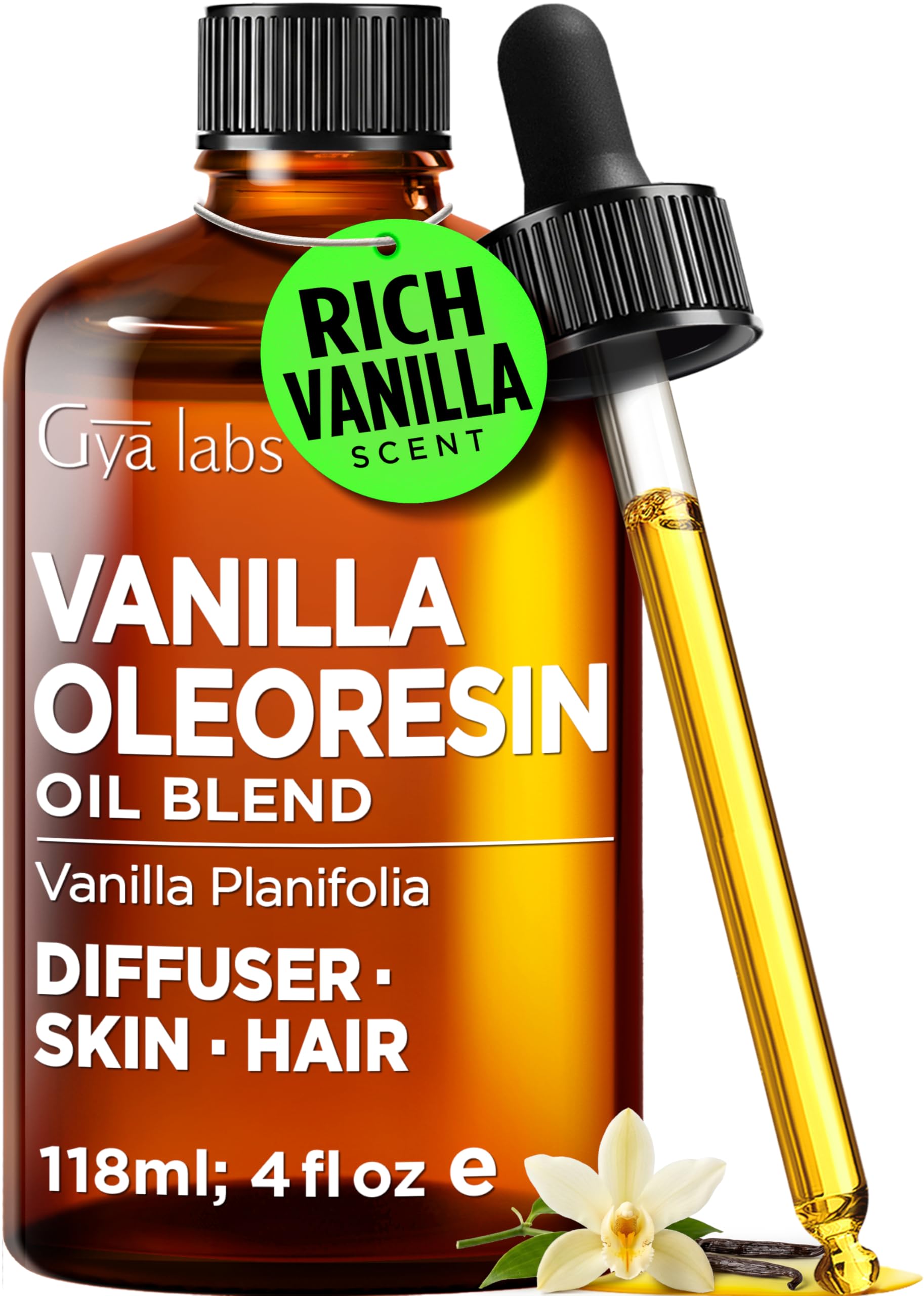 Vanilla Oleoresin Essential Oil for Skin, Hair &amp; Diffuser - 4 Fl Oz