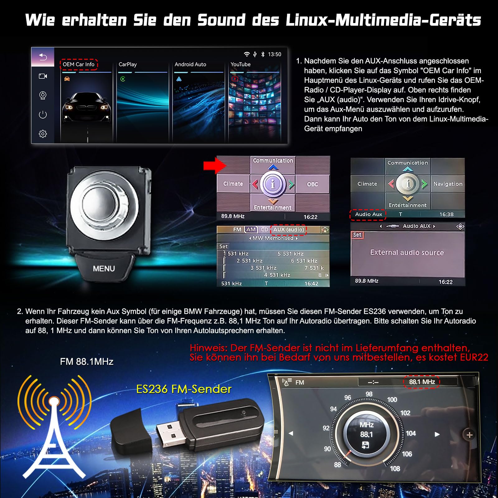 8.8 Zoll Autoradio CarPlay für BMW 3er E90 E91 E92 E93 5er E60 E61 6er E63 E64 CCC-System Unterstützt Touch Screen OEM iDrive Wireless Android Auto Bluetooth WiFi Canbus GPS Navi Schnellstart Linux