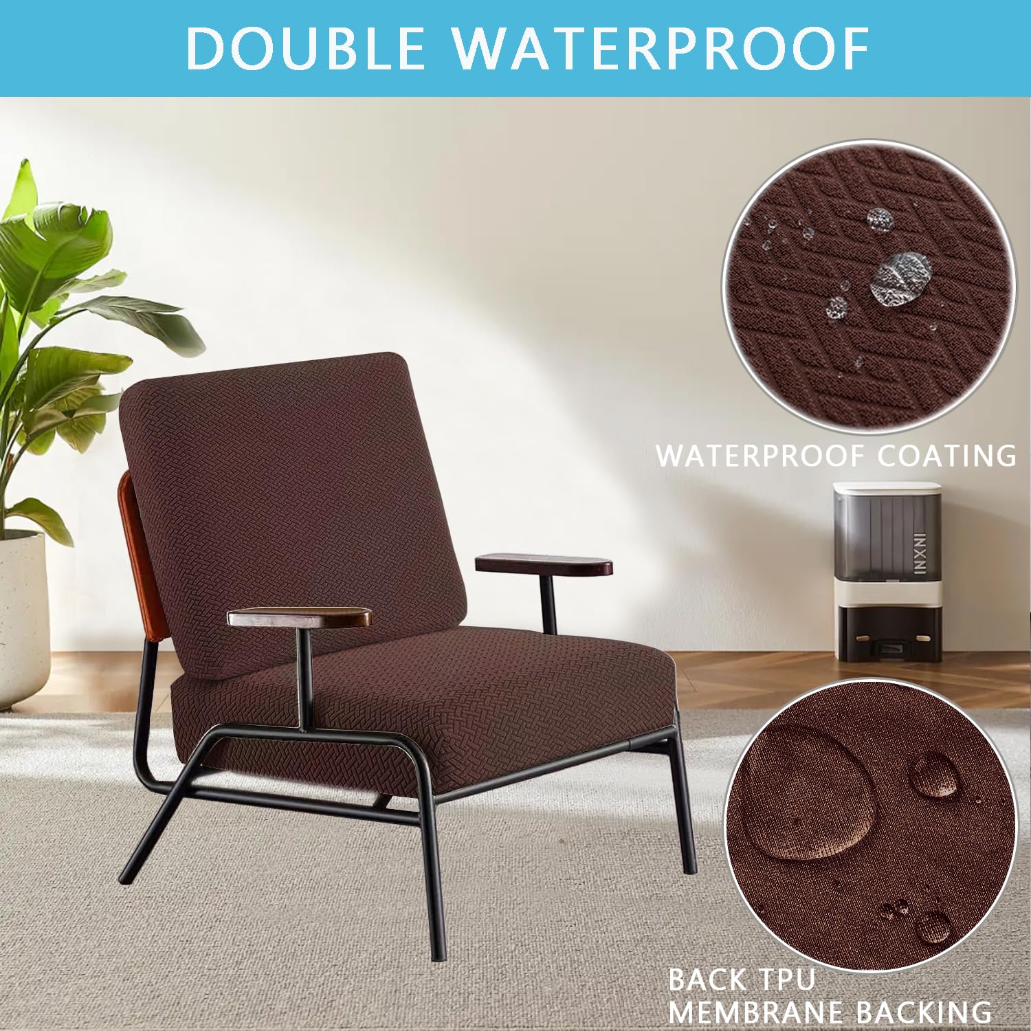 SHANNA Seat Cushion Sofa Cover: 2 Seater Waterproof Couch Cushion Slipcovers Add Thick Outdoor Cushion Couch Slipcover Washable Magic Furniture Protector for Couch (Coffee) - Image 3