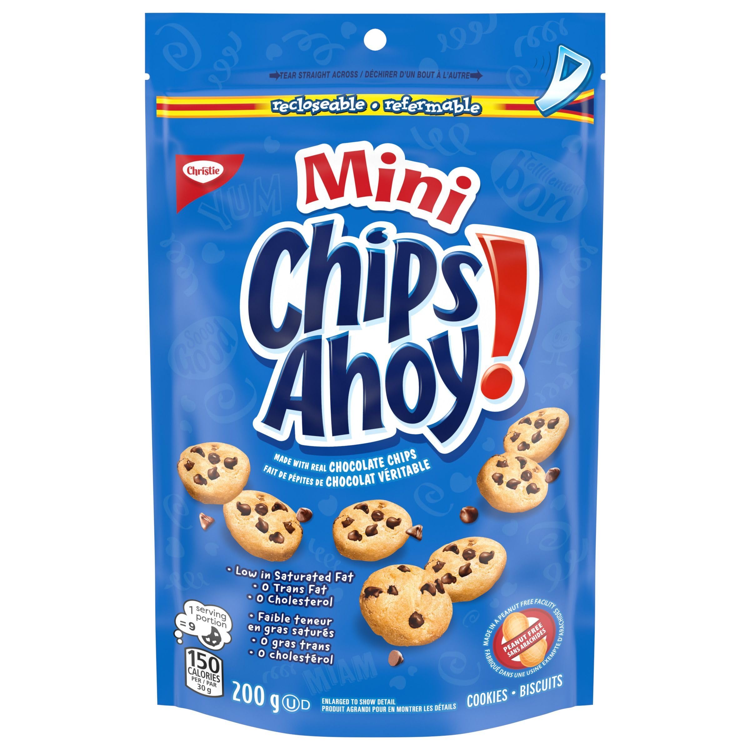 CHIPS AHOY! Mini Original Chocolate Chip Cookies, Made in a Peanut-Free Facility, School Snacks, 200 g, Baked in Canada - 2