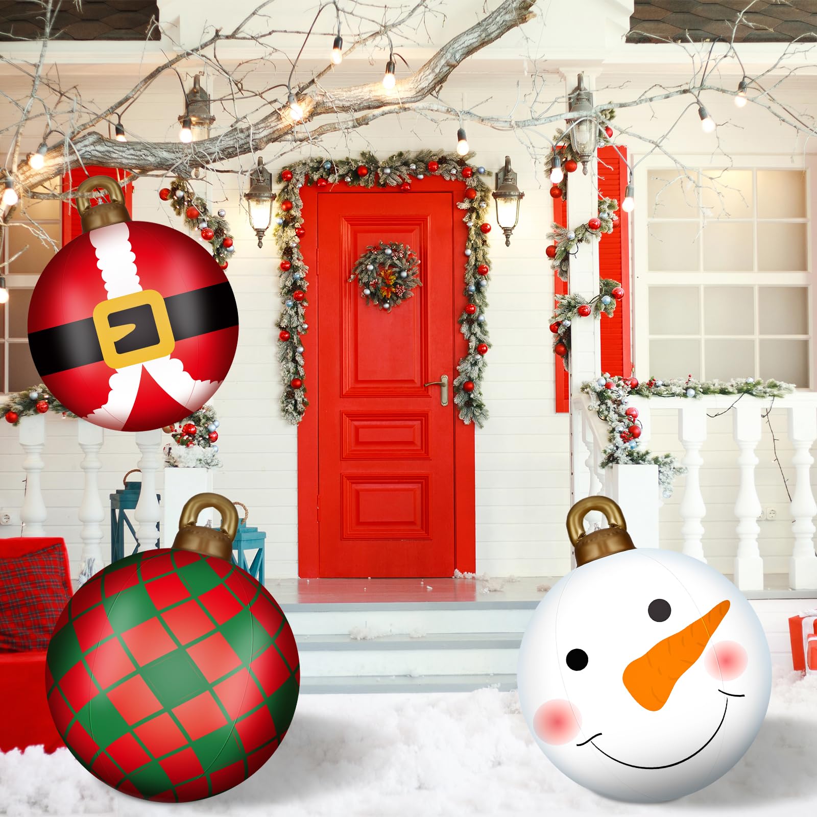 Snapklik.com : Jetec 3 Pcs 32 Inch Giant PVC Inflatable Christmas Ball ...