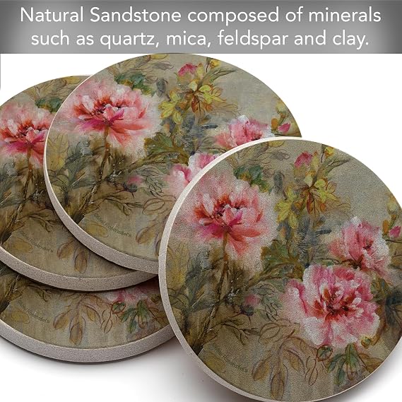 Thirstystone Paeona II Natural Sandstone Coaster 4 Pack