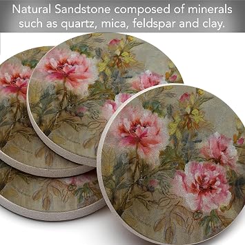 Thirstystone Paeona II Natural Sandstone Coaster 4 Pack