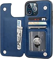Vista 15 de ONETOP - Funda tipo cartera compatible con iPhone 12 Pro Max con tarjetero, piel sintética, ranuras para tarjetas, doble cierre magnético y funda
