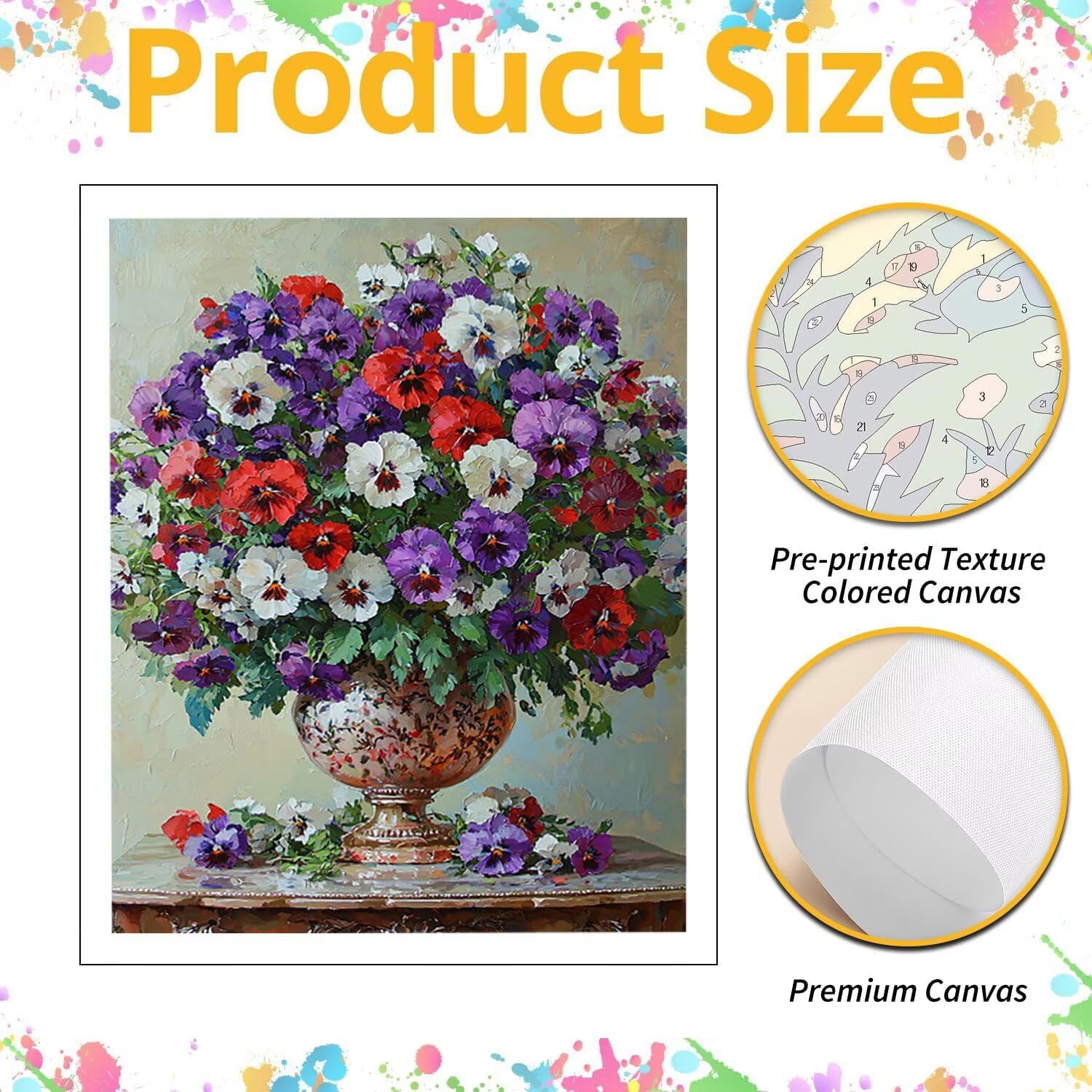 WEISHIWE Malen nach Zahlen Erwachsene Blumen in Vase, 70x90cm x-451 | Handgemalt Ölgemälde Kit für Mädchen Jungen ab 7 8 9 Jahre, Rahmenlos, für die Wanddekoration zu Hause, DIY Acrylmalerei