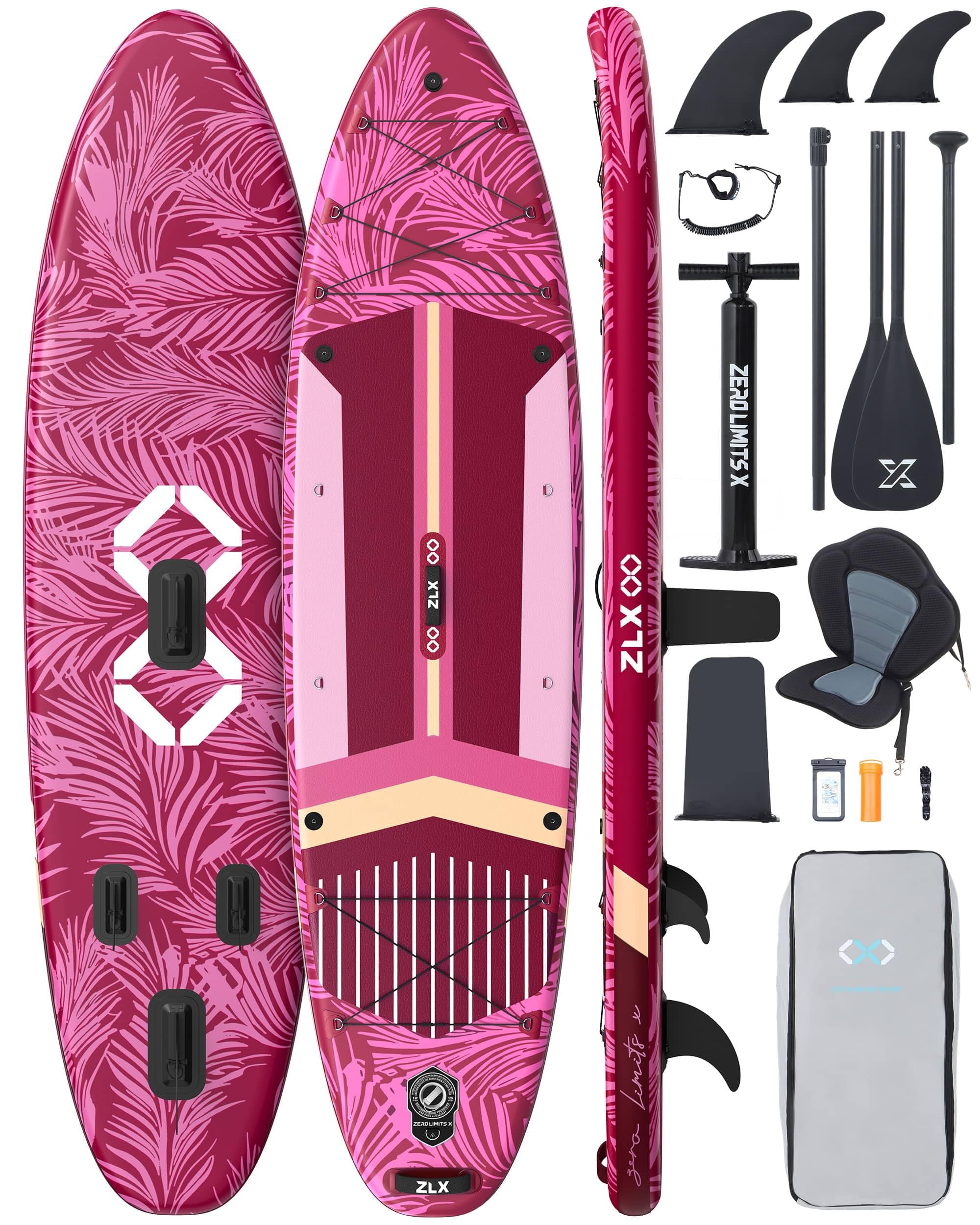 ZLX 350 CM Gonfiabile Stand Up Paddle Board Perfetto per tutti i livelli di abilità, adulti e giovani Ampio design stabile, copertura antiscivolo, pagaia regolabile, guinzaglio di sicurezza e borsa