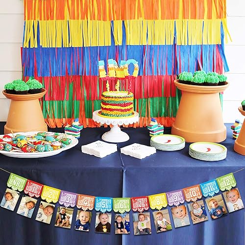 Miniatura 6 de Kitticcino Cartel de fotos de fiesta mexicana para el primer cumpleaños, papel picado UNO, cartel de fotos mexicanas para fiesta, pancarta mensual