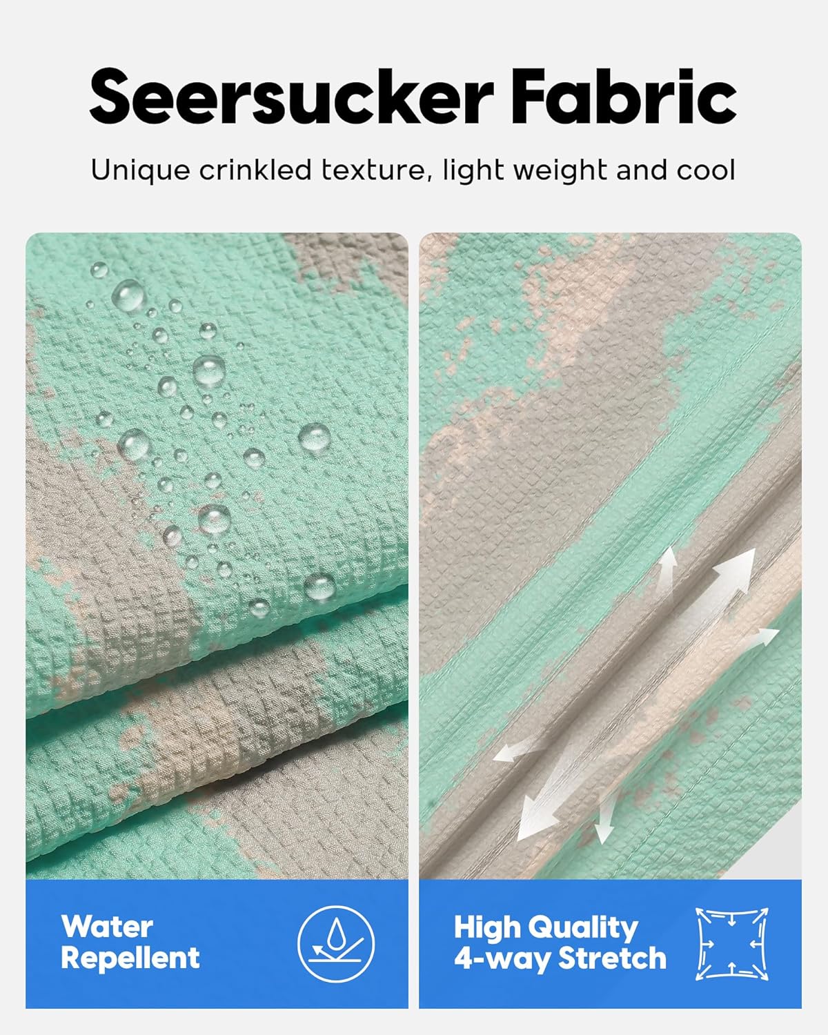 maamgic Men's Swim Trunks 5.5 inch Seersucker Beach Shorts Quick Dry Bathing Suits with Mesh Liner - Image 3