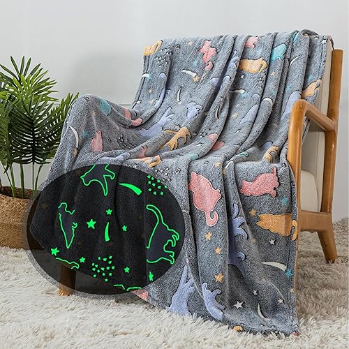 Sviuse Manta de Gato que Brilla en la Oscuridad de Franela Ultra Suave Manta de Tiro Regalos para Amantes de los Gatos Niñas Niños Gris Patrón de