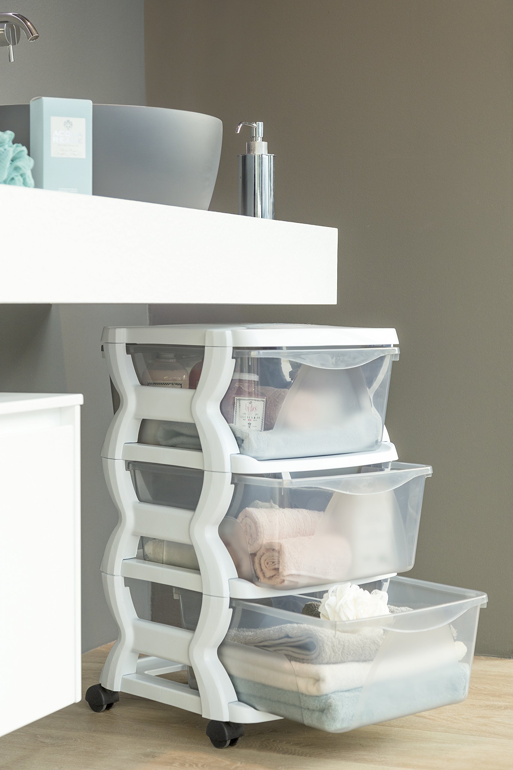 Bama 99002 Insieme Cassetti con Ruote, Bianco, 36 x 40 x 62 cm