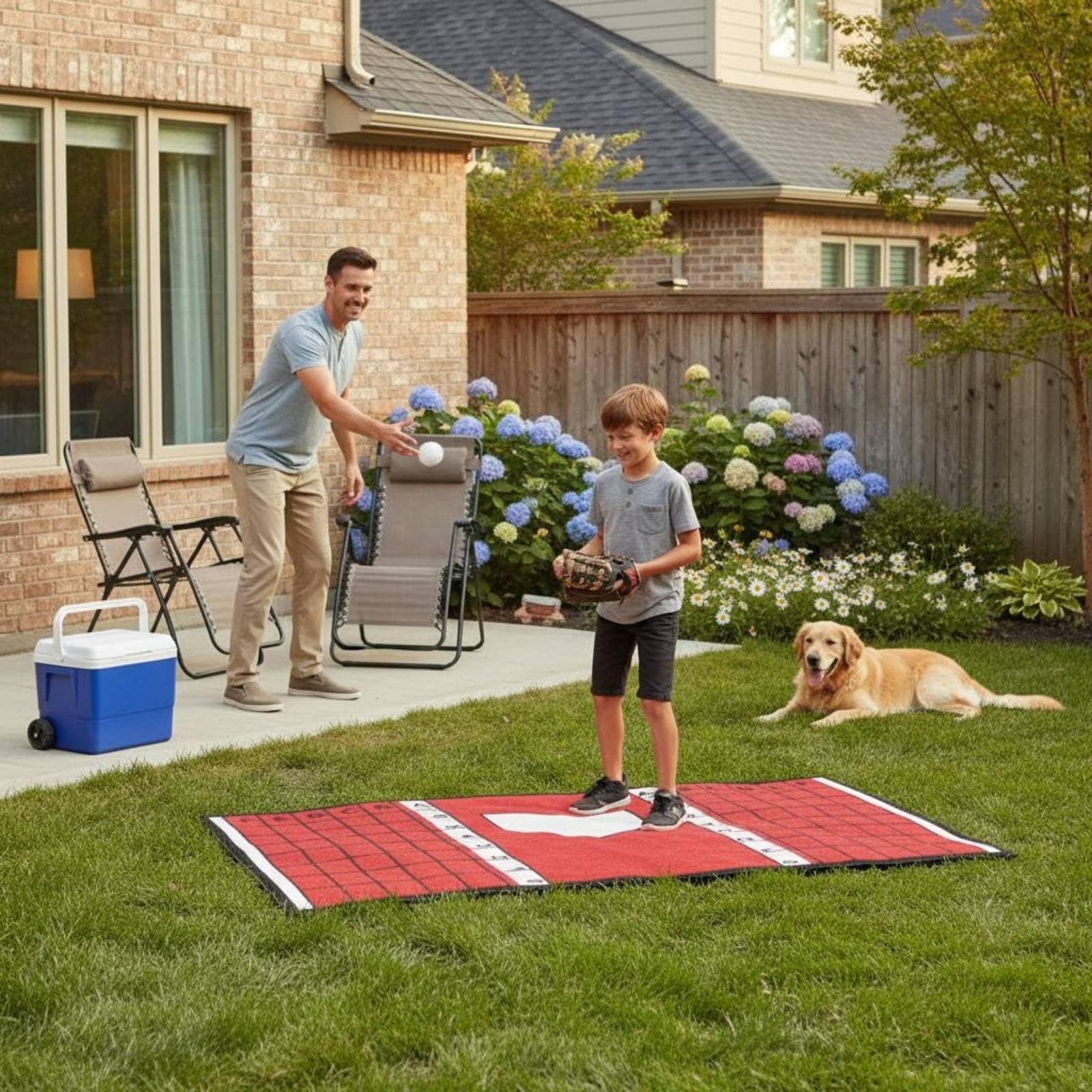 Amagogo Baseball Training Pad Superficie Tappetino Baseball Esercizio Segnalatore Battuta Robusto Portatile Lavabile in Poliestere Perfetto per Uso Sportivo Insegnanti Outdoor