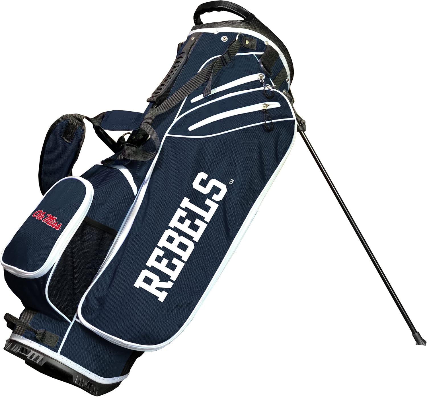 Team Golf NCAA Mississippi Birdie Stand Golf Bag, Lightweight, 14-Way Club Divider, Spring Action Stand, Insulated Cooler Pocket, Velcro Glove and Umbrella Holder & Padded Handles