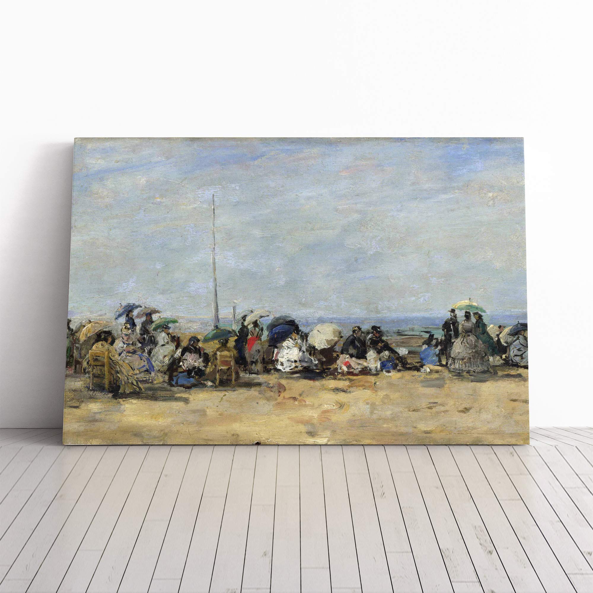 Eugene Boudin Beach of Trouville No.4 Canvas Print | Gallery Wrapped 30mm Frame Wall Art | 30x20 inches | Ready to Hang | Modern Seascape Picture | Living Room Bedroom Lounge Office
