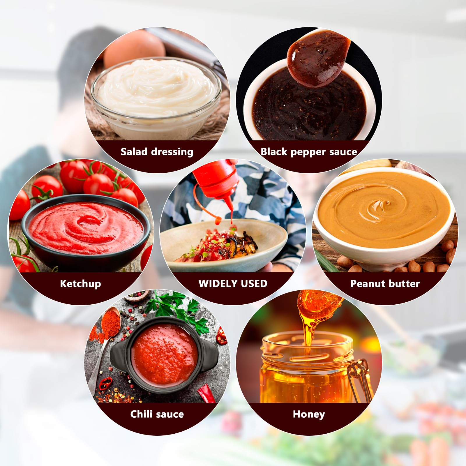 Bottiglie Da Spremere LiuHancsqd - 6 Pezzi Da 240ml Con Tappo Per Salse, Olio E Pittura - Foto 8