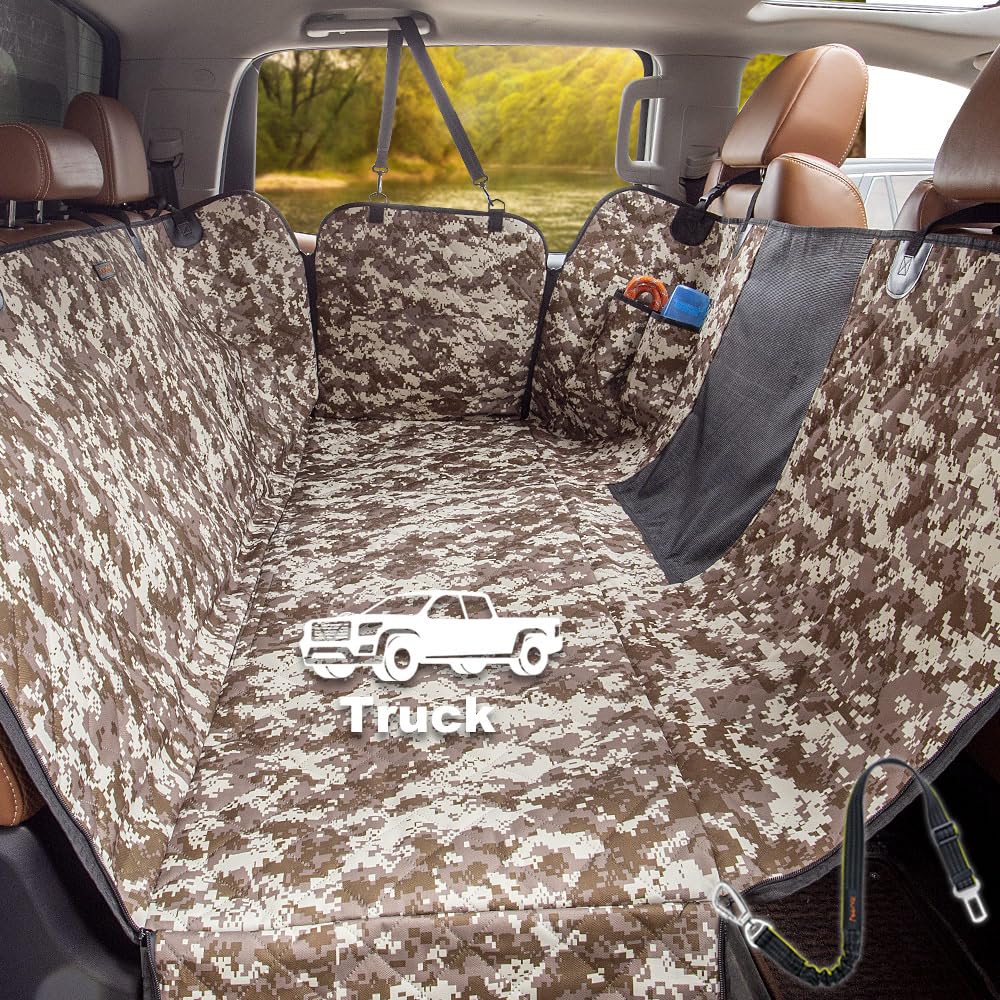 iBuddy Truck Seat Cover for Dogs Waterproof 900D Soft Back Seat Cover for Crew Cab Protects Vehicle from Dog Hair, Scratches, Dirt Durable Rear Seat