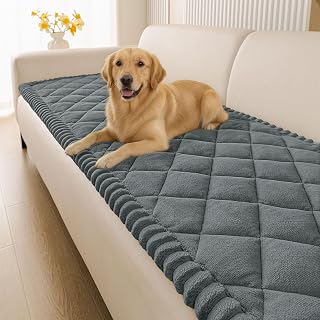 Smiry Non Slip Couch Cover for Dogs, Fuzzy Plush Pet Sofa Protector | Washable Furniture Cover for Large Dogs & Cats, Scratch & Dirt Resistant, For 3 Cushion Couch, Dark Grey, 27.6"x70.9"