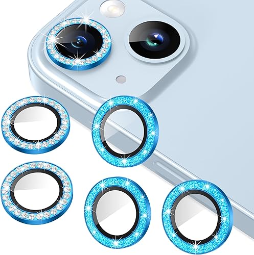 Miniatura 35 de AGVEE 3+3 6 Pack para iPhone 12 Pro Max de 6.7" Protector de lente de cámara, anillo metálico Bling Diamond y Bling Glitter, película de cubierta de