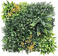 Vista 19 de E&K Panel de valla de plantas artificiales de 20 x 20 pulgadas, hojas sintéticas, césped, panel de privacidad para interiores y exteriores