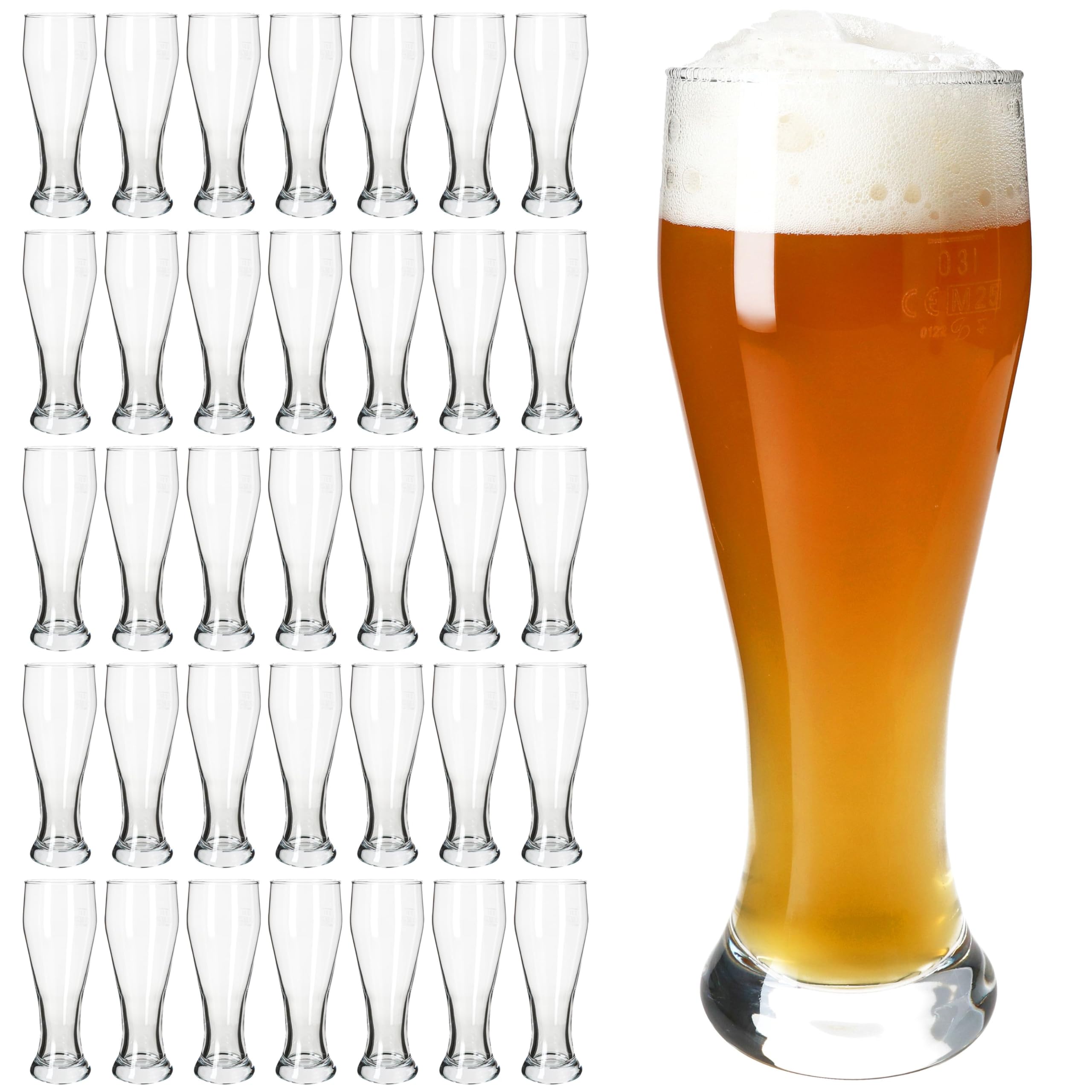 MamboCat 36er Set Seppl Baby-Weizenbiergläser klar 0,3L geeicht I kleines Weißbier-Glas mit schlanker Form I Hefeweizen I Daheim, Gastro, Hotel, Restaurant & Zuhause