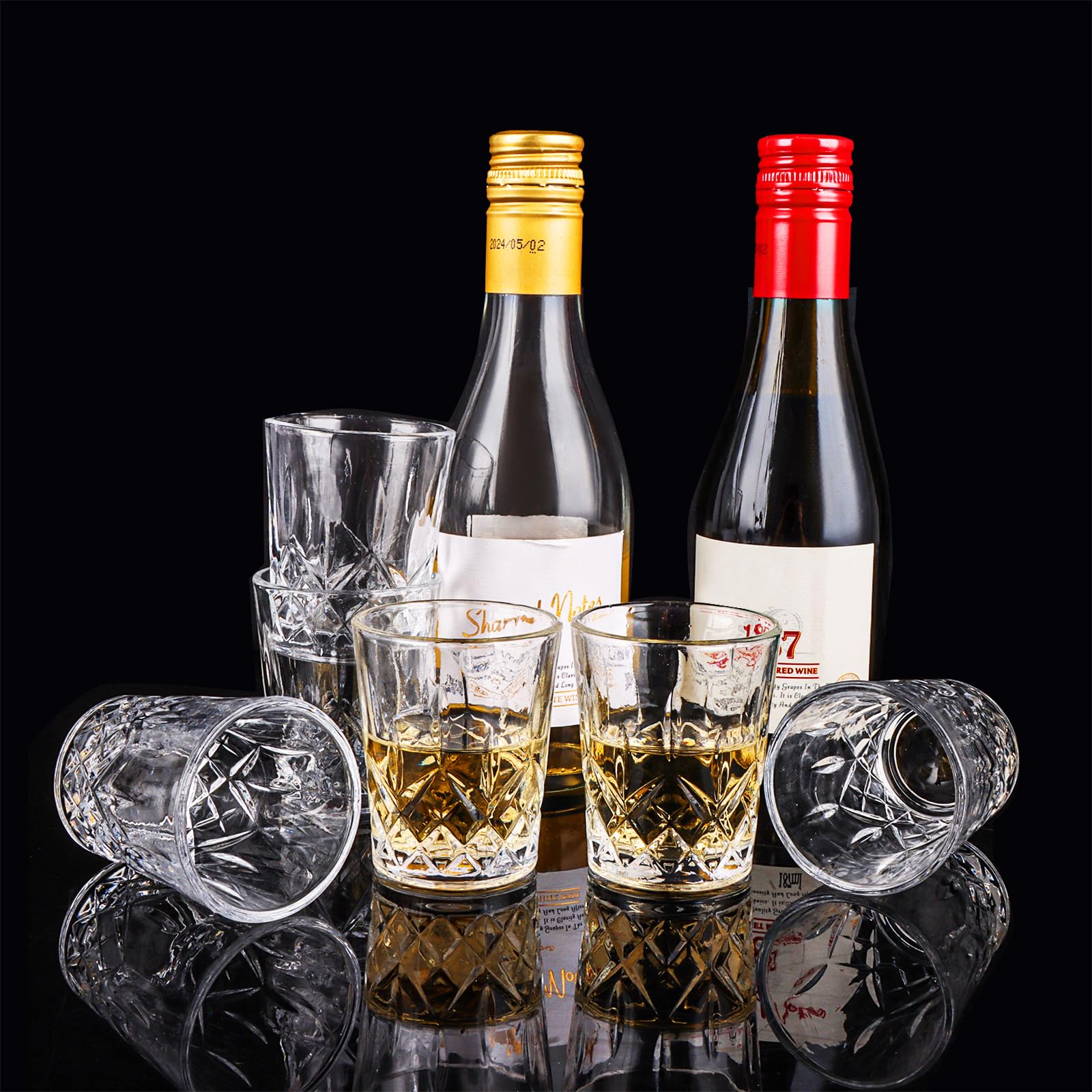 ASelected 12 sztuk kieliszków do wódki ze szkła kryształowego, 50 ml, do szotów, stabilne, na każdą imprezę