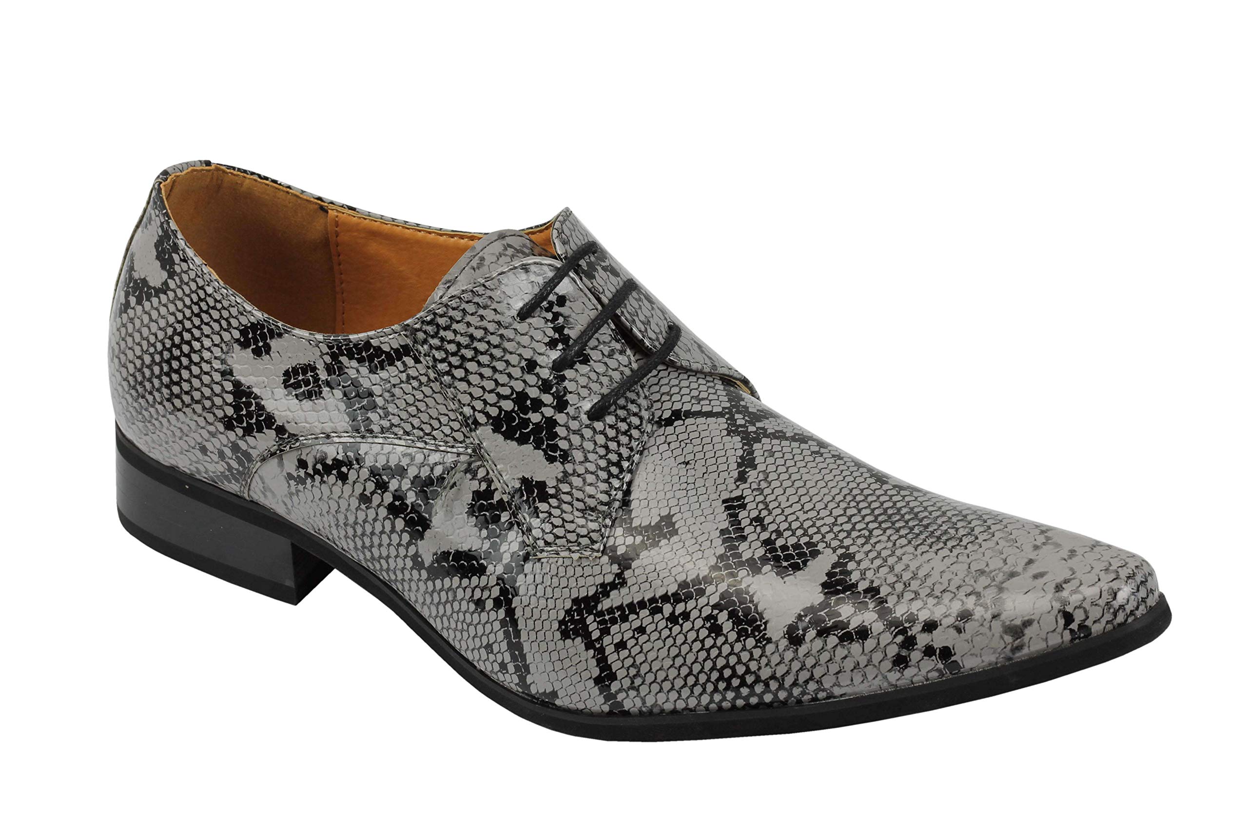 Xposed Chaussures rétro pour Homme en Cuir Verni Brillant avec imprimé Peau de Serpent