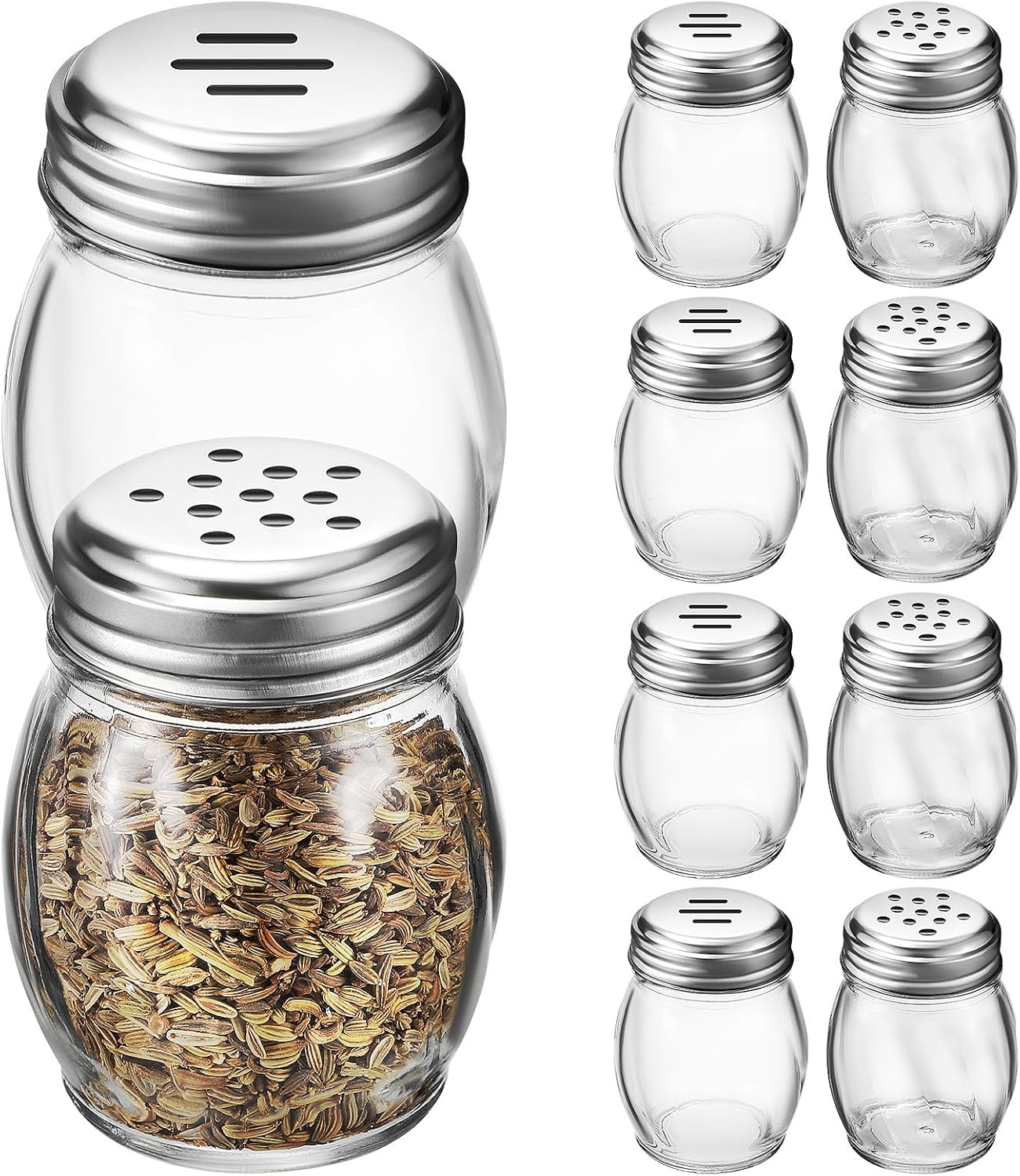 Homoyoyo 10 Pcs Glass Seasoning Bottles Set 150ml Each, Easy to Hold Salt and Pepper Jars for Home Kitchen and Restaurants, Mini Camping Spice Containers for Outdoor Bbq