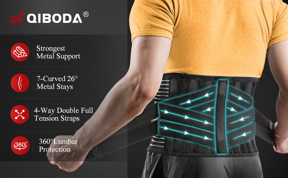 Image of Plus Size Back Brace with 7 Bionic Metal Stays, Strong Support for Lower Back Pain Relief, Herniated Disc, Sciatica, Back Support Belt for Big, Heavy, Overweight Work Men, Women (Fits 2xl, 3xl)