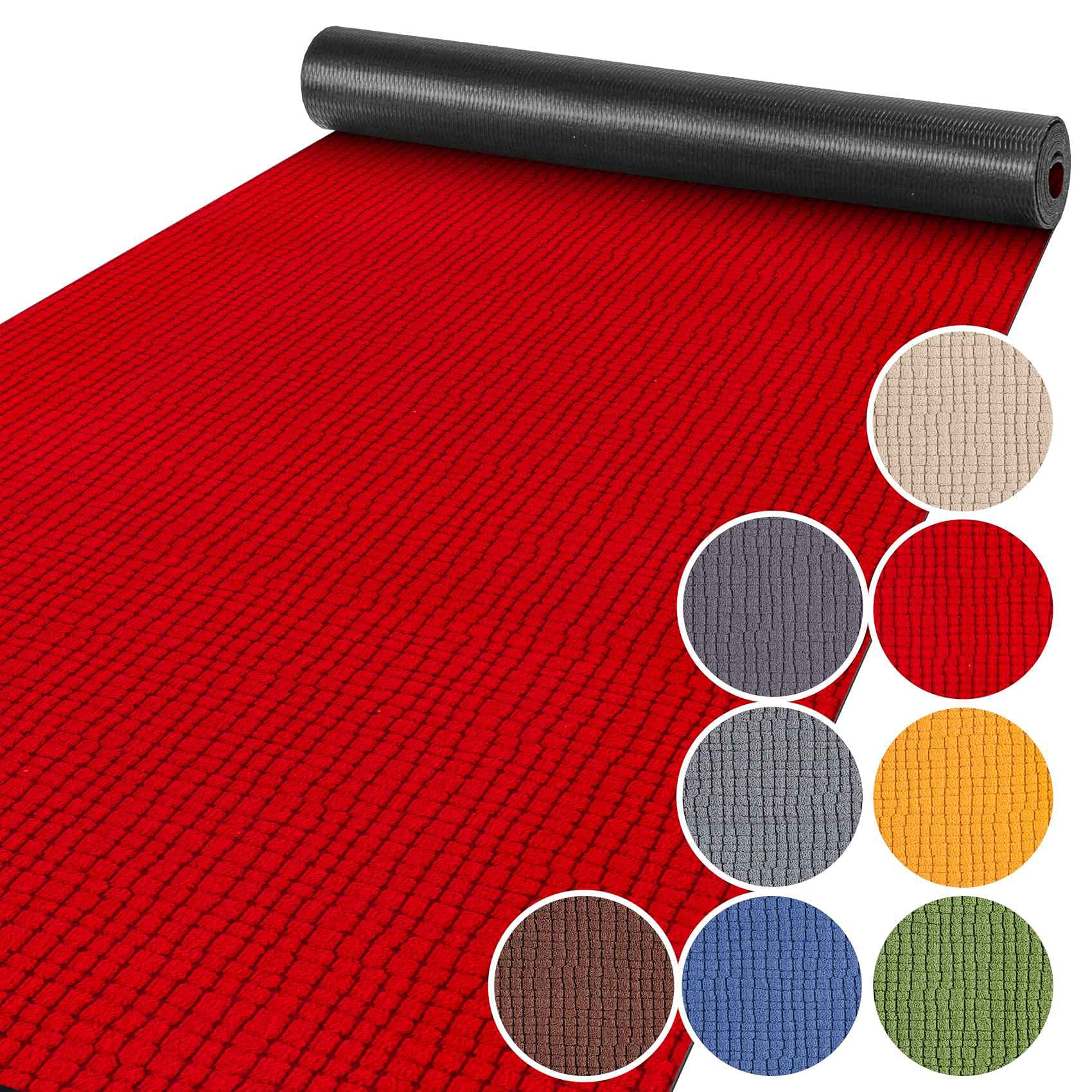 Tapis de couloir, de cuisine, antidérapant, en velours, rouge, 65 x 240 cm, moderne