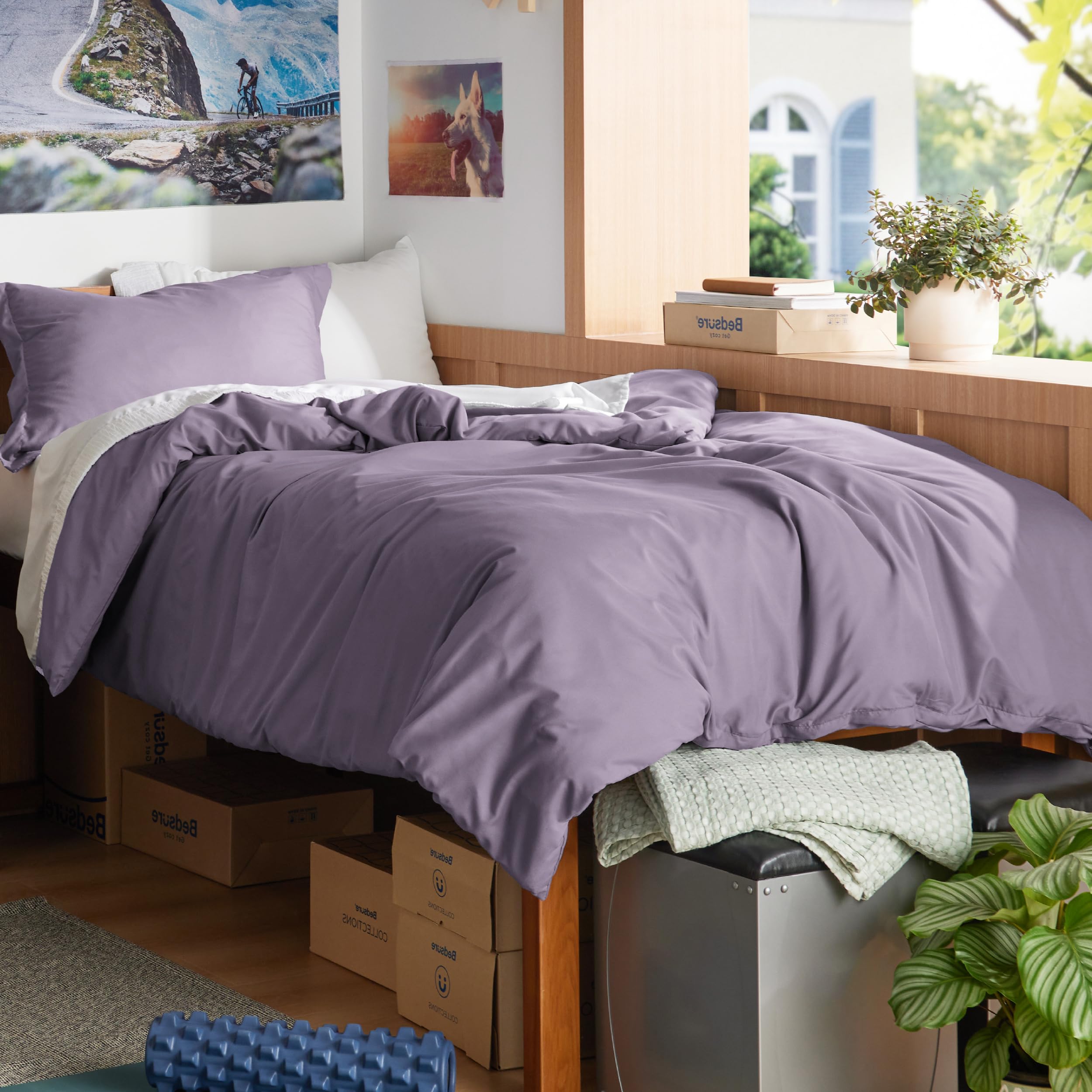 Bedsure Twin/Twin XL Duvet Cover, Double Brushed Bedding Set, Dusty Purple