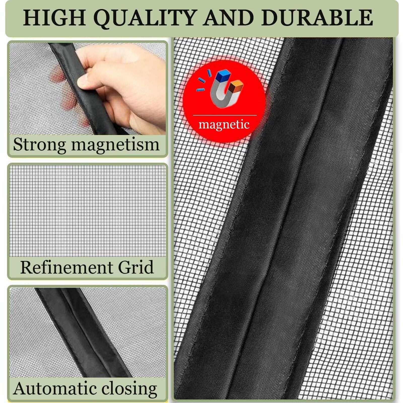 Fliegengitter Tür Magnet Schwarz 140x210cm DIY Insektenschutz Magnetfenster, Insektenschutzgitter ohne Bohren für Küche/Wohnzimmer/Schlafzimmer