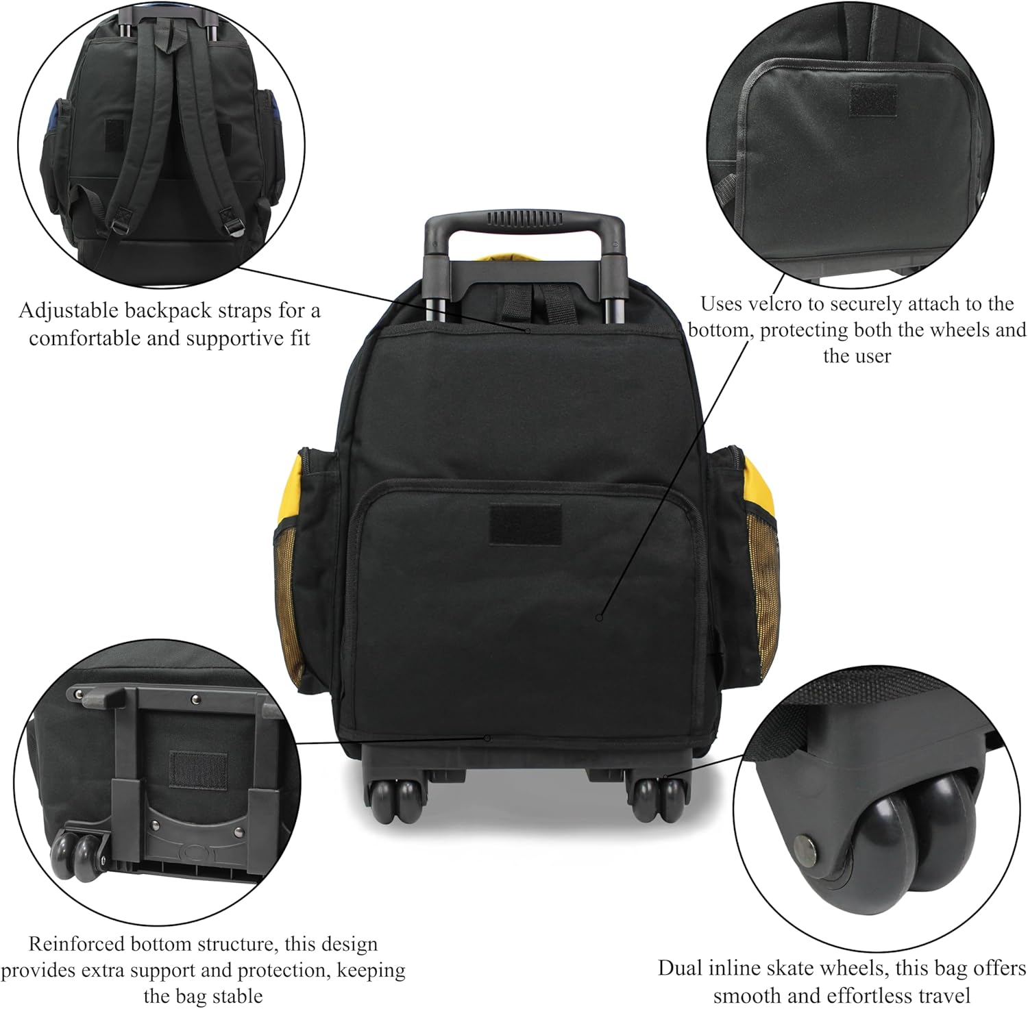 World Traveler Transworld 22-Inch Carry-On Rolling Backpack, Yellow