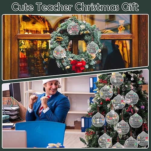 Miniatura 6 de Suzile 36 piezas de adornos de Navidad para profesores, regalos inspiradores, regalo de amistad, regalo redondo de acrílico para colgar, adornos