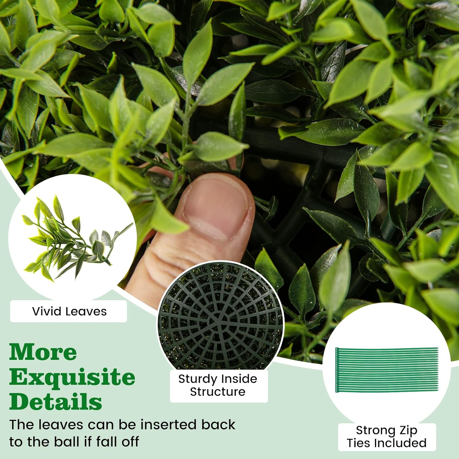 Goplus 2 PCS 20 Inch Artificial Plant Topiary Ball, Round Faux Boxwood Balls Outdoor with Sun-Protective PE Leaves, Fake Plant Sphere for Front Door, Porch, Backyard, Balcony, Home Décor