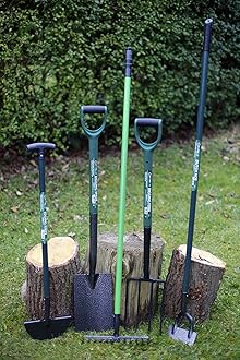 Set of 5 Gardening Tools, Shovel, Fork, Rake, Hoe, Edging Spade