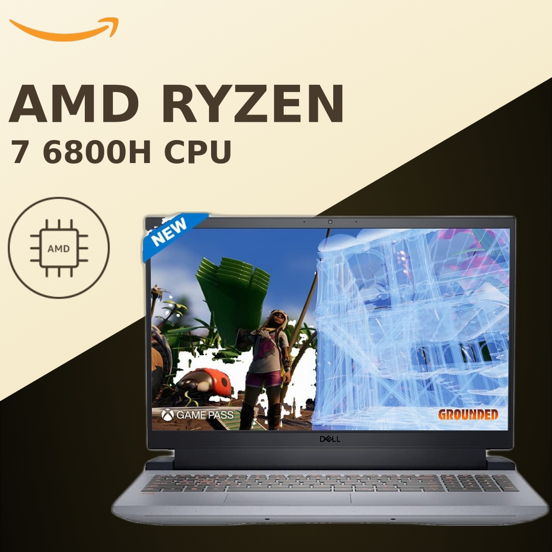 Dell G15-5525 Gaming Laptop, R7-6800H, 16GB DDR5, 512GB SSD, AMD