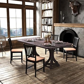 GIANTEX Wooden Dining Chairs Set of 4, Farmhouse Kitchen Chairs