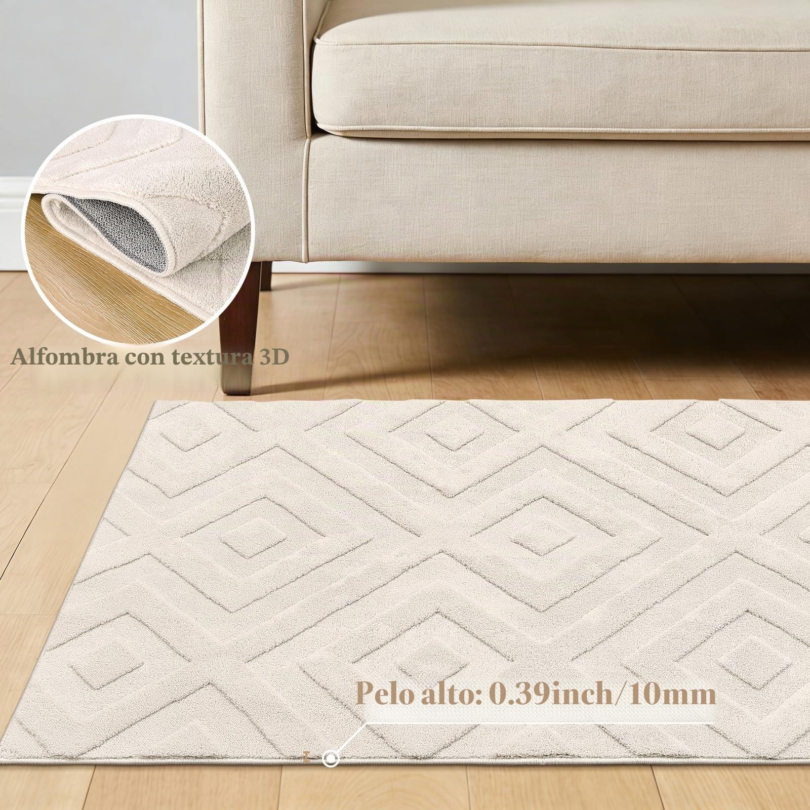 Enyhom Alfombra Salon Lavable a Máquina 140 x 200 cm, Grande Suave Alfombra Habitacion Geométrica Alfombra Dormitorio Moderno Resistente a Las Manchas Tapete Quarto Antideslizante Tapetes para Sala