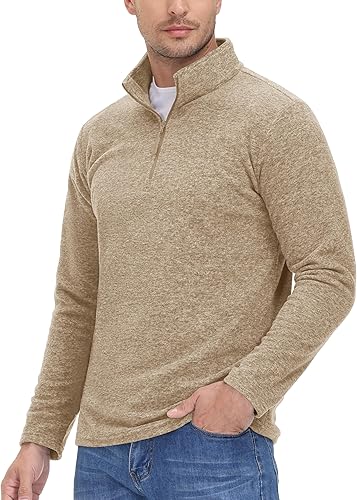 Miniatura 2 de MAGCOMSEN Camisas para hombre con cremallera de 14, sudadera de forro polar de peso medio, manga larga, sudaderas atléticas