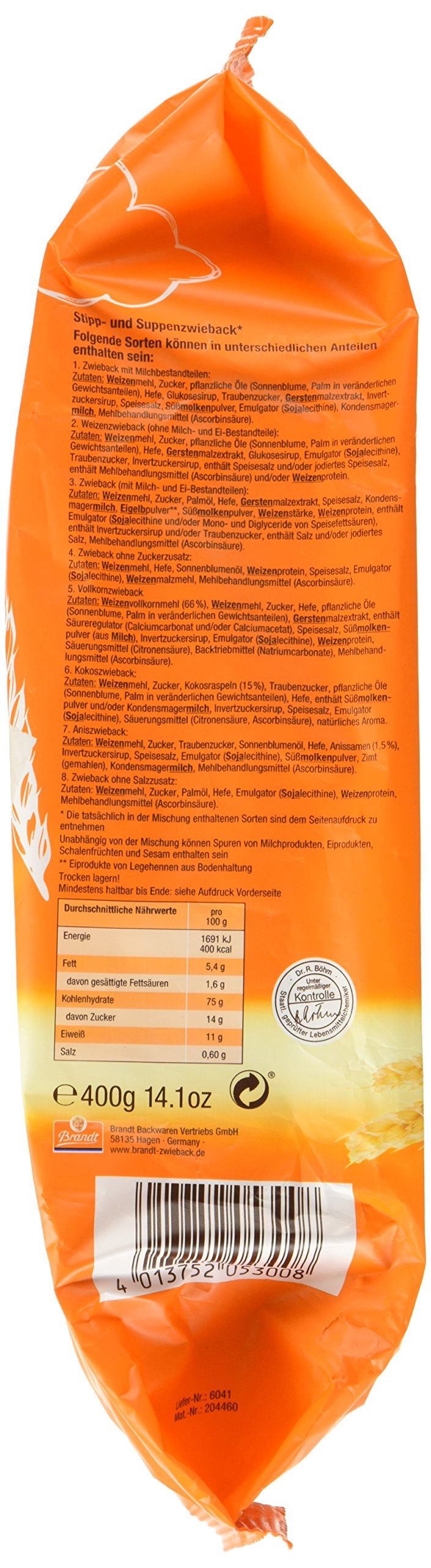 Brandt Stipp- und Suppenzwieback, 12er Pack (12 x 400 g Packung)