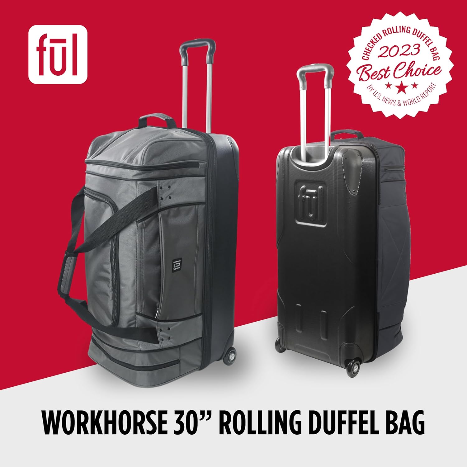 FUL Workhorse rolling duffel front view - ful workhorse rolling duffel