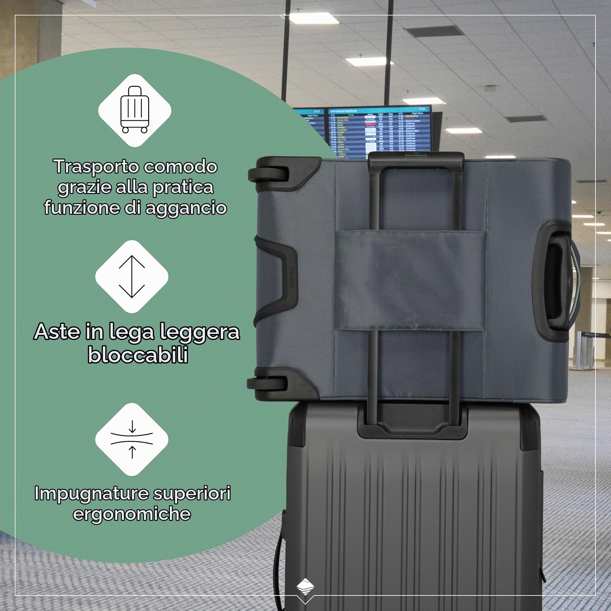 travelite valigia a mano con 2 rotelle per Condor + Ryanair, serratura a combinazione integrata, trolley da cabina compatto con funzione di aggancio, 55x40x20 cm, 41 l, 2,2 kg