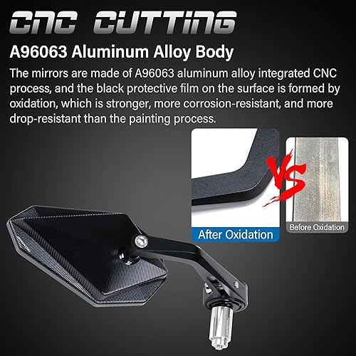 Miniatura 5 de Espejos de motocicleta para manillar, espejos de motocicleta con barra de corte CNC, para la mayoría de motocicletas, Street Bike Scooter Cruiser