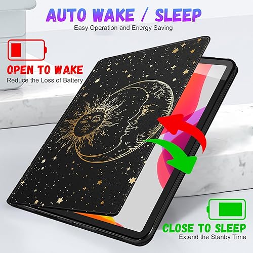 Miniatura 5 de Uppuppy Funda para Apple iPad Mini 6, para iPad Mini 6 generación, funda para niños, lindo folio, mujeres, adolescentes, niñas, sol, luna, negro,